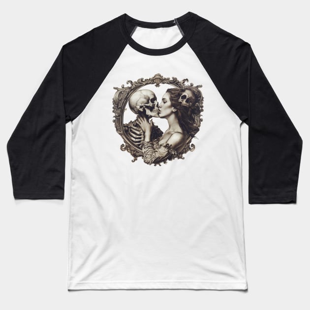 Kiss of Death Vintage Frame Baseball T-Shirt by Vlaa